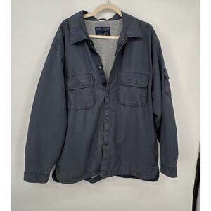 American Eagle Mens VIntage Y2K Utility Barn Coat Sz L Blue Button Lined Grunge